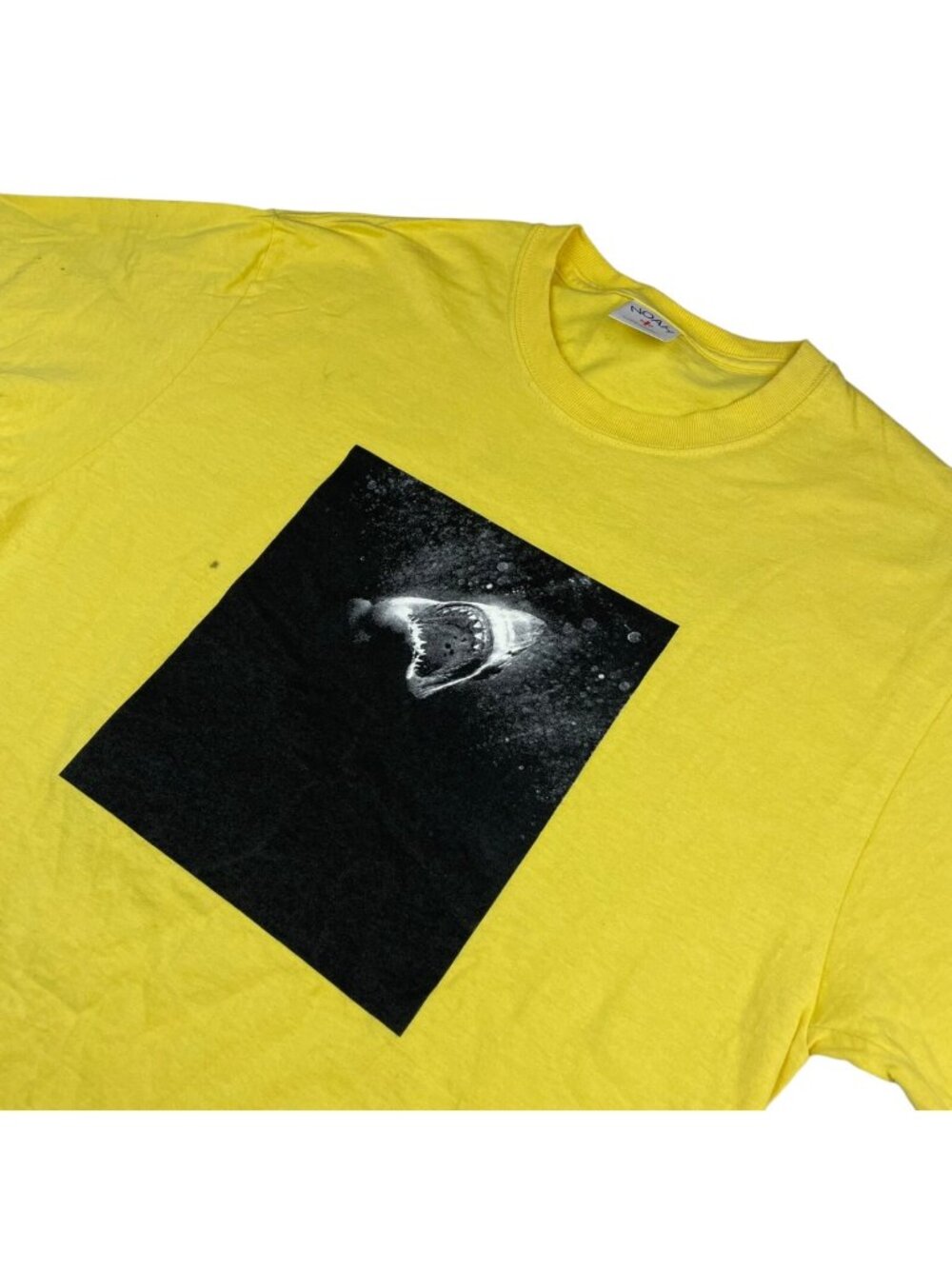 NOAH NYC Men's Summer 2018 "Let's Go Swimming" Shark S/S T-Shirt Yellow • Medium